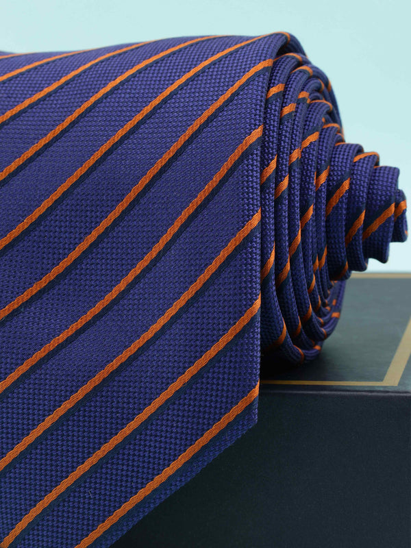 Blue Stripe Woven Silk Necktie