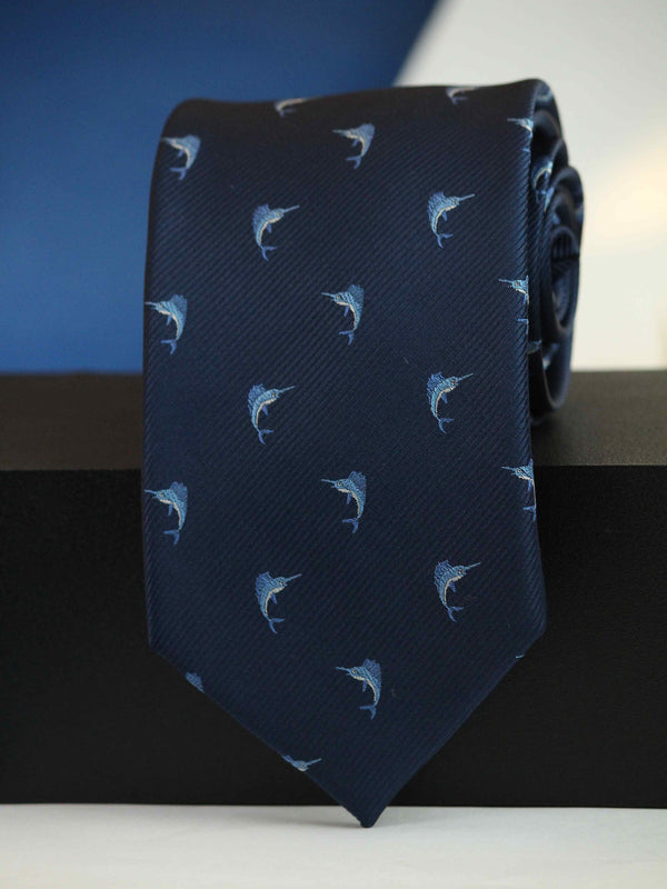 Blue Novelty Woven Silk Necktie