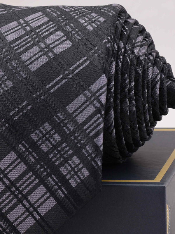 Black Check Woven Silk Necktie