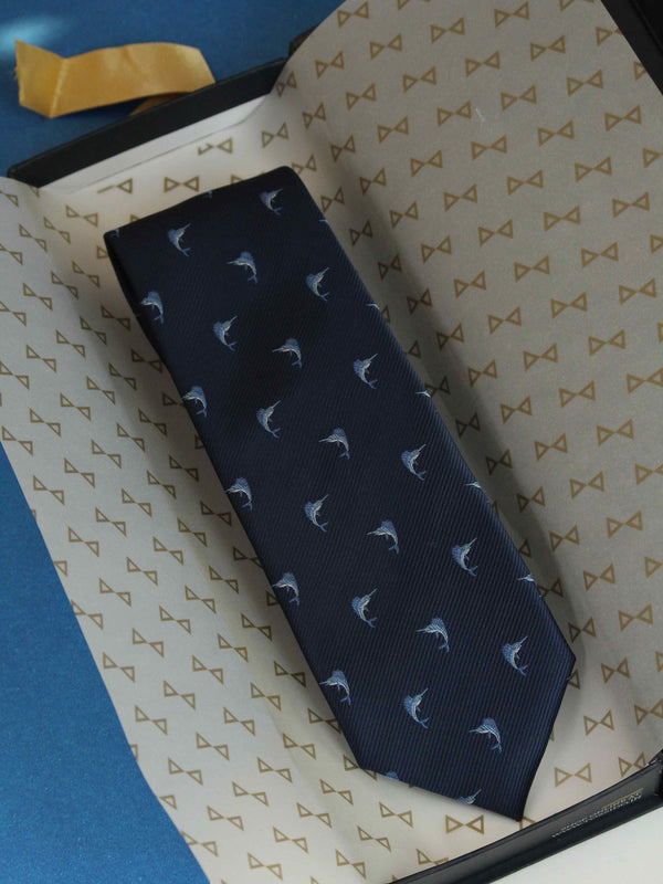 Blue Novelty Woven Silk Necktie