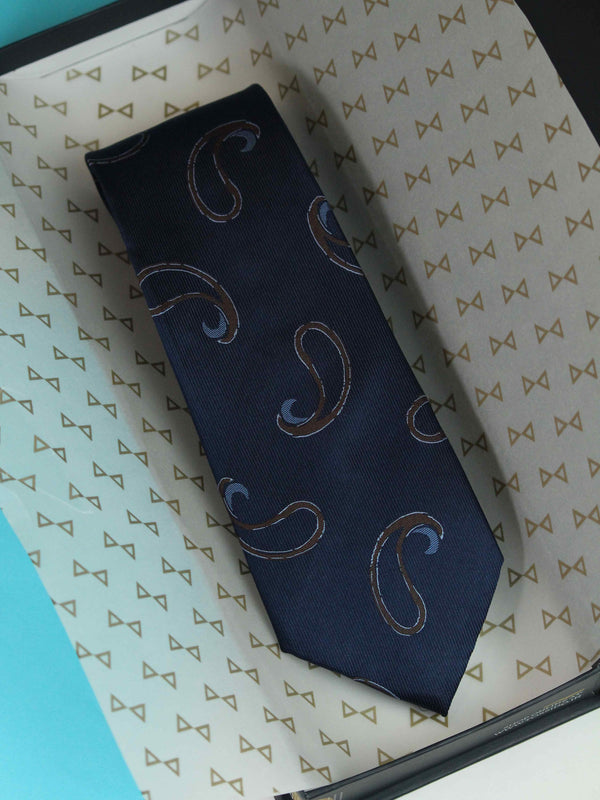 Blue Paisley Woven Silk Necktie