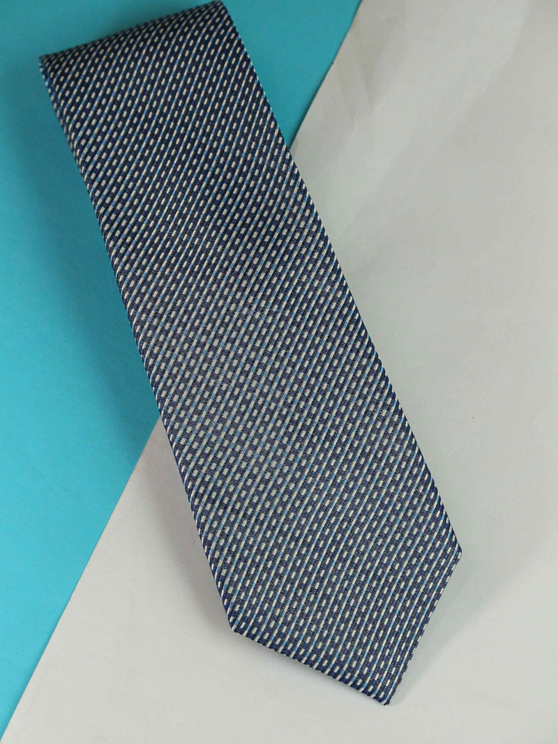 Blue Stripe Woven Silk Necktie