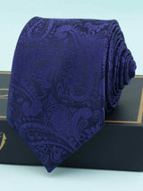 Blue Paisley Woven Silk Necktie