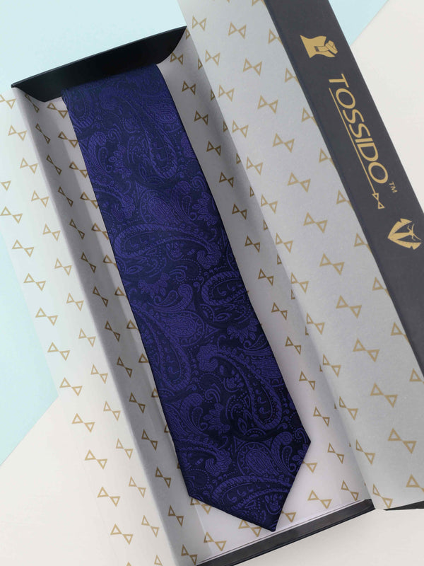 Blue Paisley Woven Silk Necktie