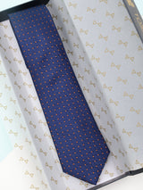 Blue Check Woven Silk Necktie