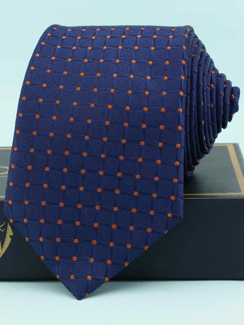 Blue Check Woven Silk Necktie