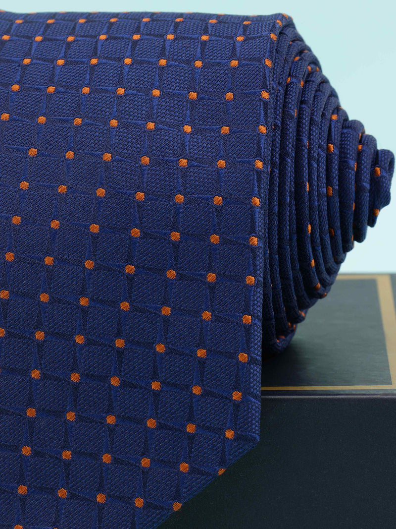 Blue Check Woven Silk Necktie