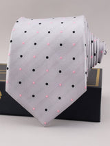 Grey Polka Woven Silk Necktie