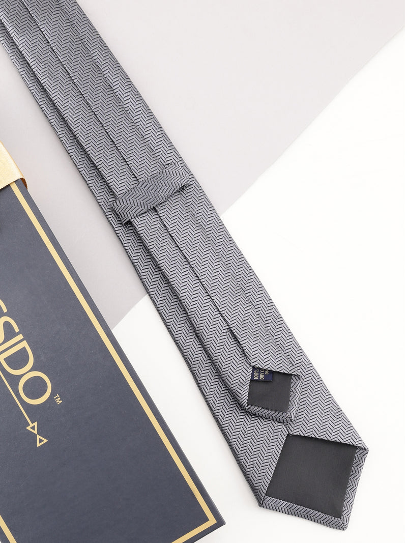 Grey Stripe Woven Silk Necktie