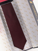 Maroon Geometric Woven Silk Necktie