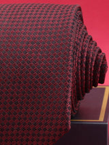 Maroon Geometric Woven Silk Necktie