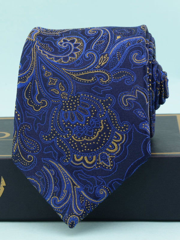 Blue Paisley Woven Silk Necktie