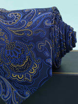 Blue Paisley Woven Silk Necktie