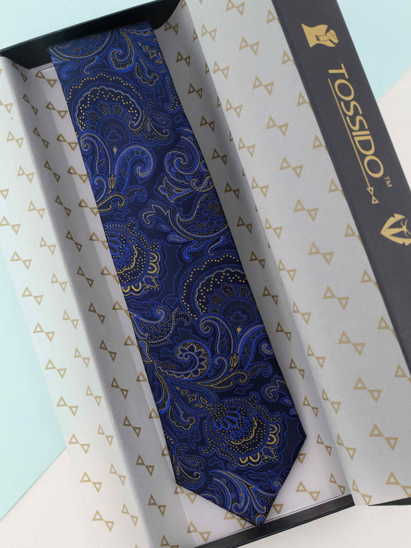 Blue Paisley Woven Silk Necktie