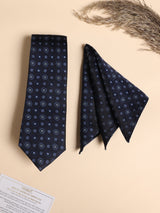 Navy Medallion Performance Silk™ Necktie & Pocket Square Gift Set