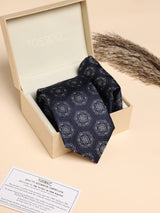 Navy & Grey Medallion Performance Silk™ Necktie & Pocket Square Gift Set