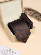 Brown Paisley Performance Silk™ Necktie & Pocket Square Gift Set