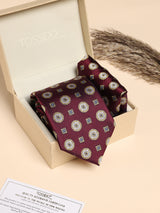 Maroon Medallion Performance Silk™ Necktie & Pocket Square Gift Set