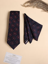 Navy & Maroon Medallion Performance Silk™ Necktie & Pocket Square Gift Set
