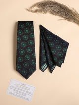 Navy & Green Medallion Performance Silk™ Necktie & Pocket Square Gift Set