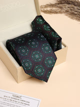 Navy & Green Medallion Performance Silk™ Necktie & Pocket Square Gift Set