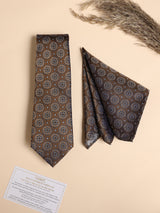 Brown Medallion Performance Silk™ Necktie & Pocket Square Gift Set