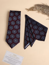 Maroon & Navy Medallion Performance Silk™ Necktie & Pocket Square Gift Set