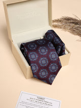 Maroon & Navy Medallion Performance Silk™ Necktie & Pocket Square Gift Set