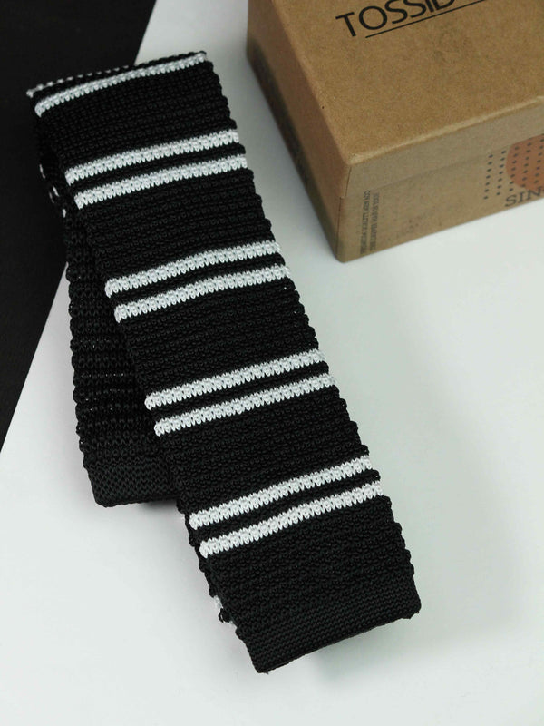 Black Stripe Knitted Necktie