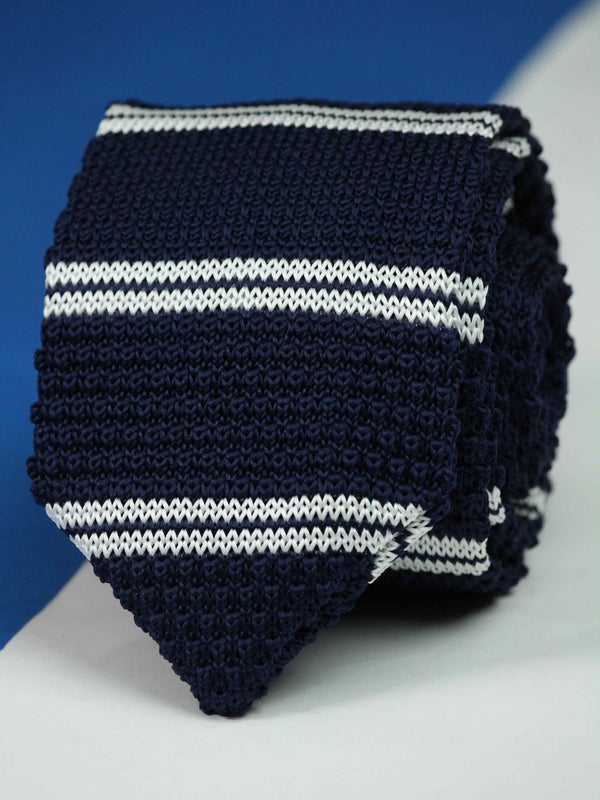 Blue Stripe Knitted Necktie