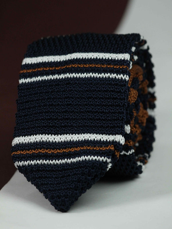Blue Stripe Knitted Necktie