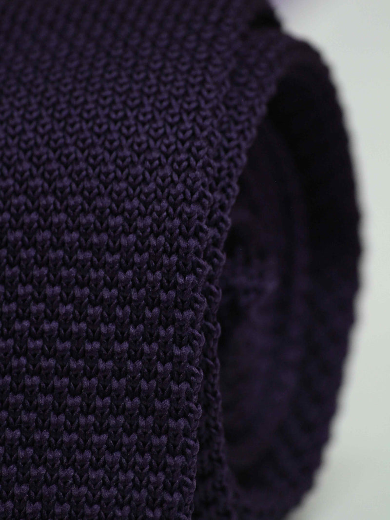 Purple Solid Knitted Necktie