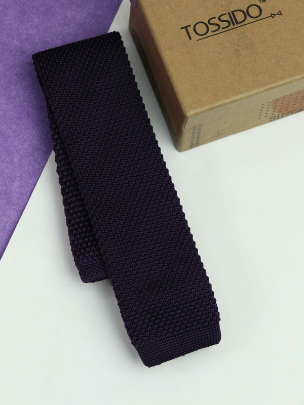 Purple Solid Knitted Necktie