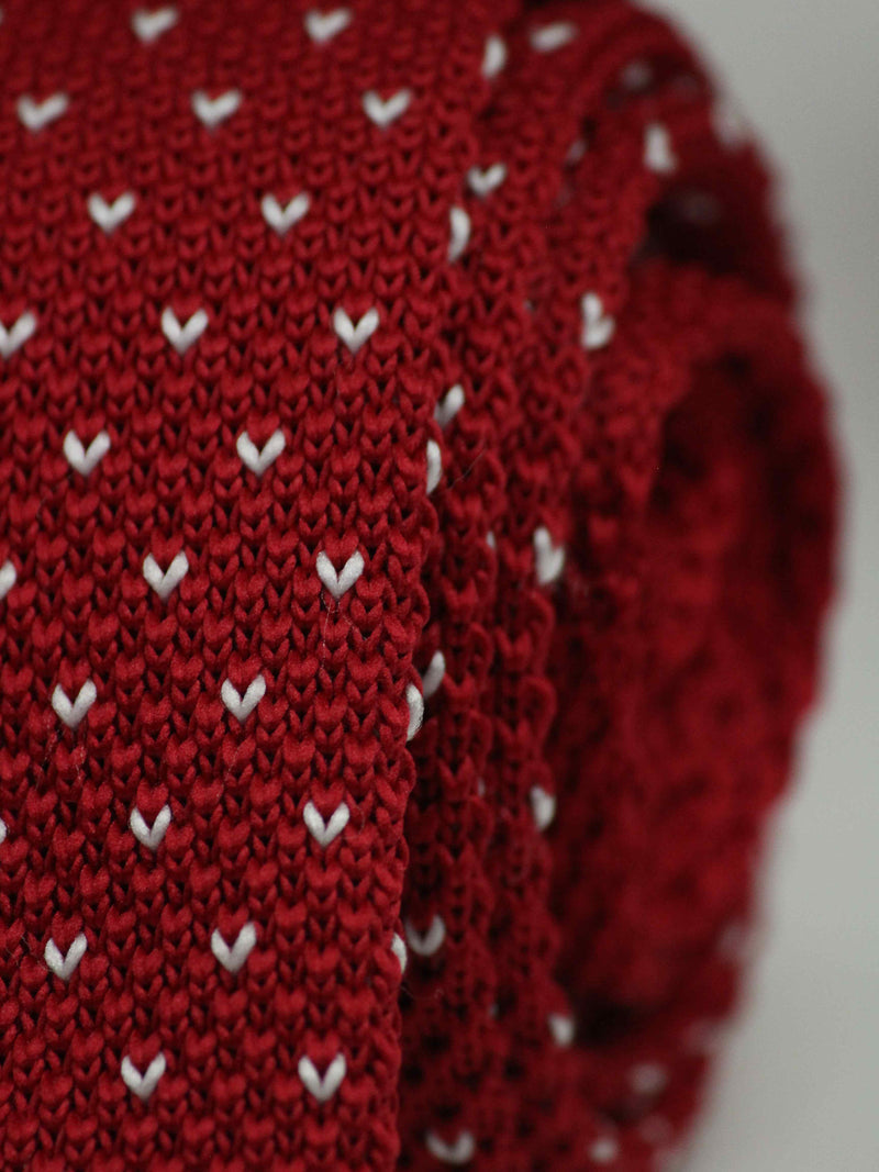 Red Geometric Knitted Necktie