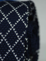 Blue Check Knitted Necktie