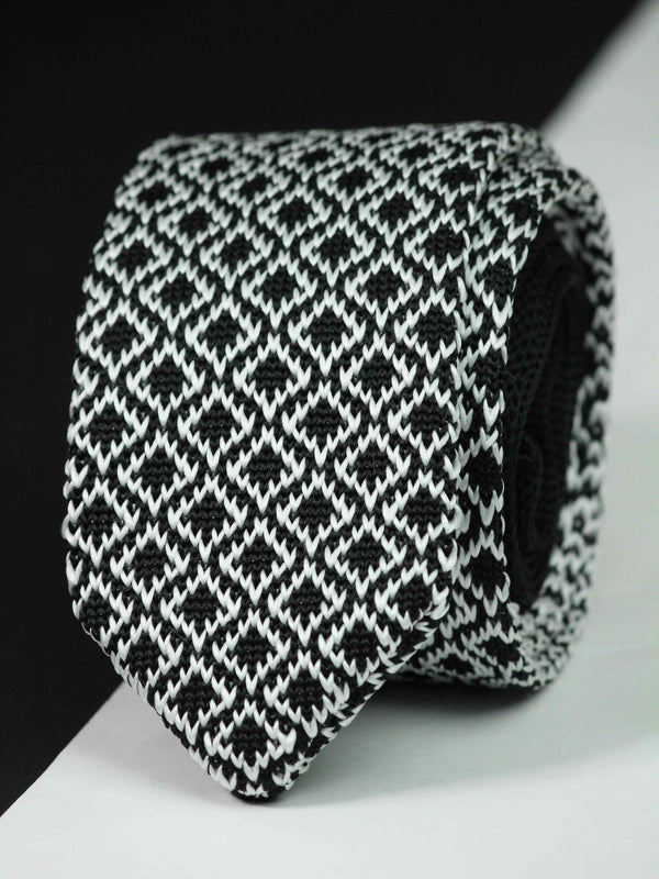 Black & White Check Knitted Necktie