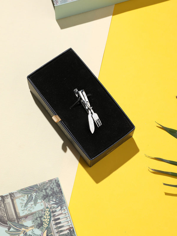 Silver Knife & Fork Tie bar