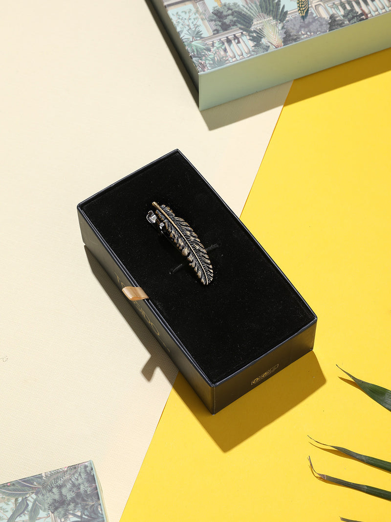 Bronze & Black Feather Tie bar