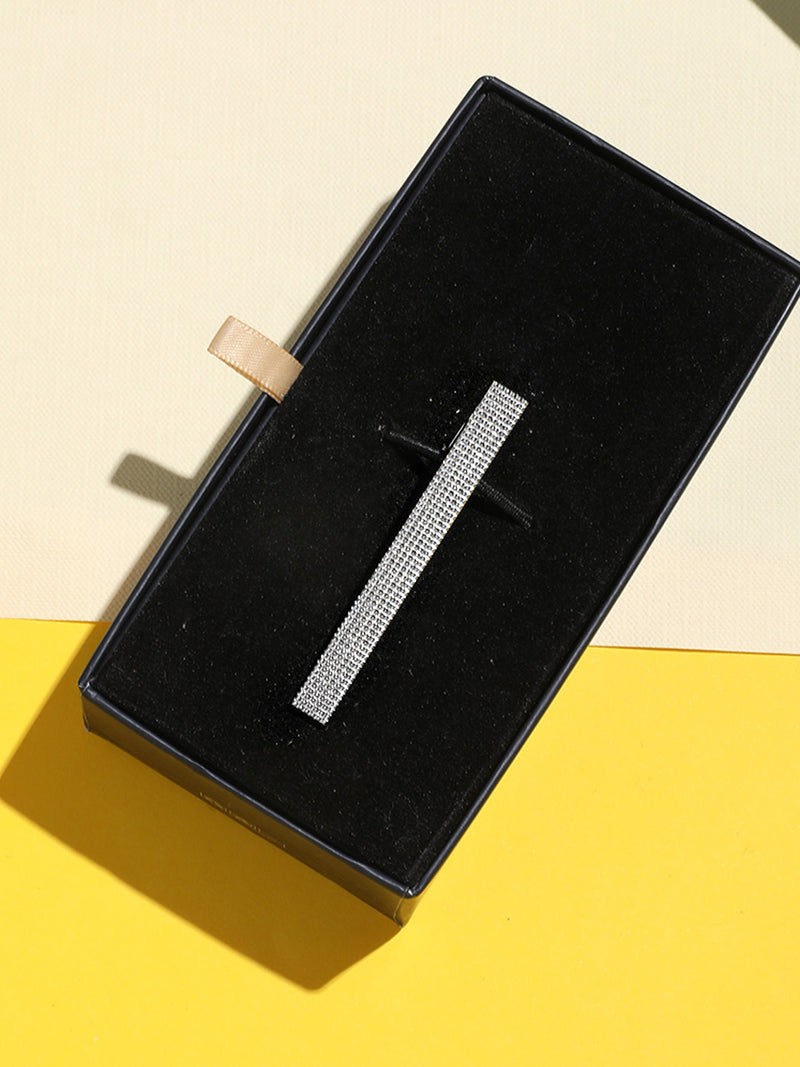 Silver Geometric Tie bar