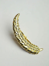 Golden Curved Feather Tie Bar
