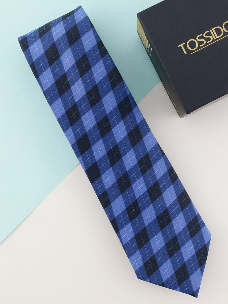 Blue Check Micro Fiber Necktie