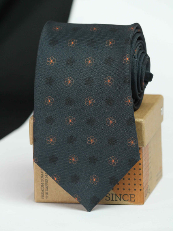 Grey Floral Necktie