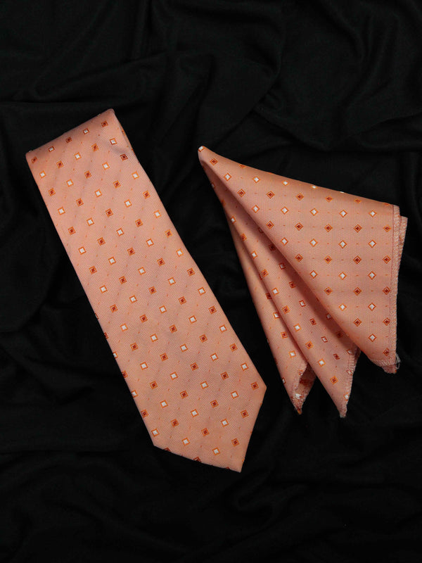 Peach Necktie & Pocket Square Giftset