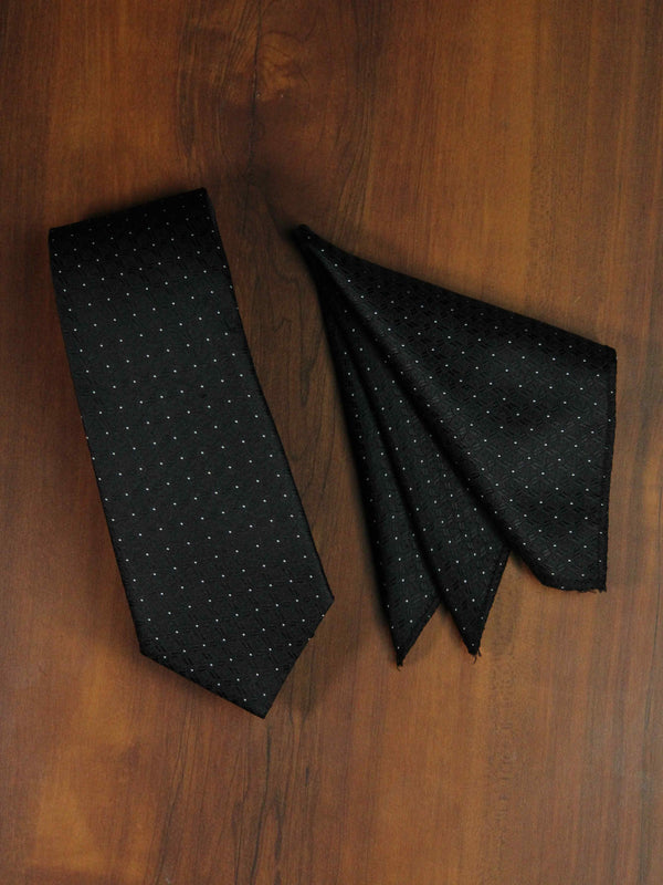 Black Geometric Necktie & Pocket Square Giftset