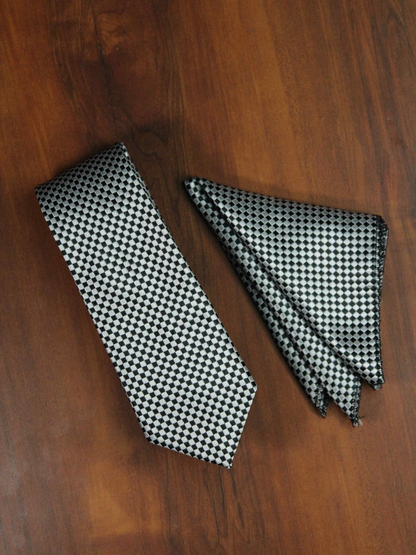 Grey & Black Necktie & Pocket Square Giftset