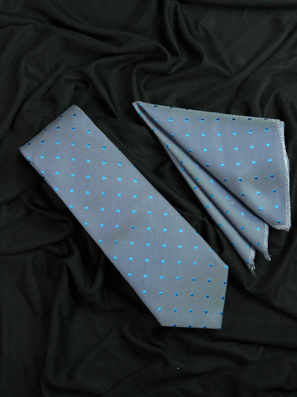 Grey Polka Necktie & Pocket Square Giftset