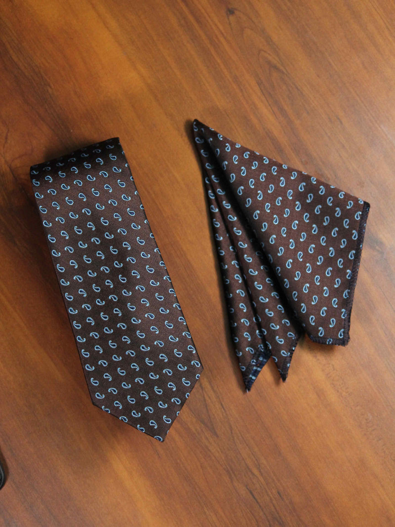 Brown Paisley Necktie & Pocket Square Giftset