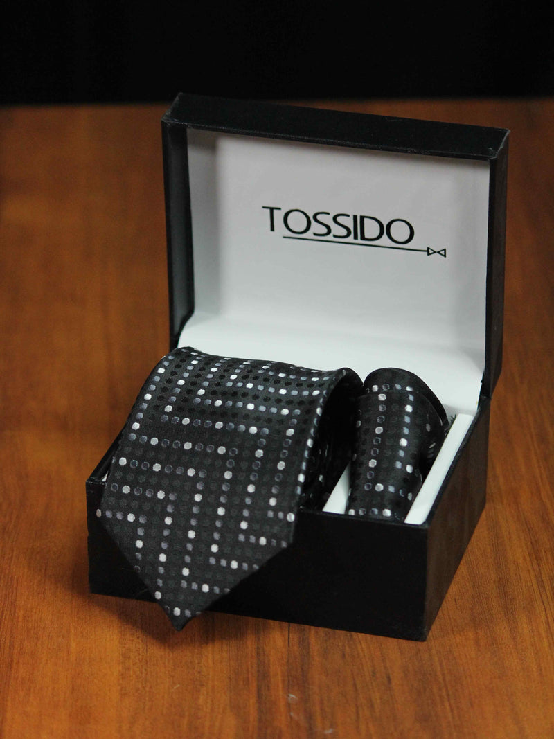 Black Necktie & Pocket Square Giftset