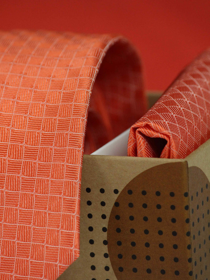 Orange Necktie & Pocket Square Giftset