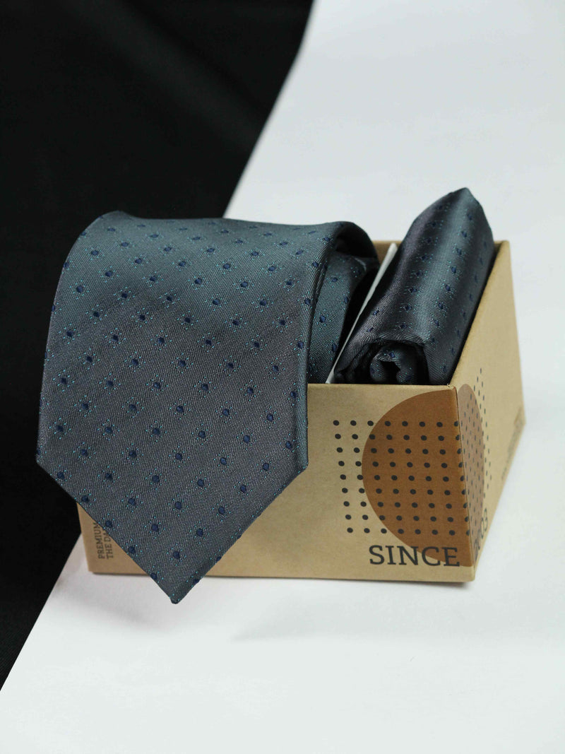 Grey Necktie & Pocket Square Giftset